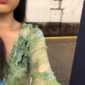 Vintage, lime, green chiffon cardigan